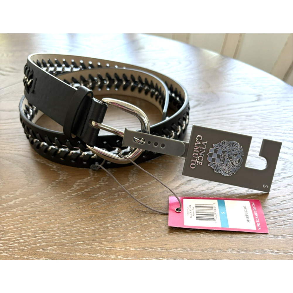 NWT Vince Camuto Womens Black Belt Chain Grungy Indie Sleaze Dark Coquette | S